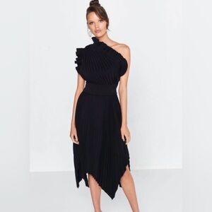 Mossman The Lady Like Midi Dress, Black Sz 2, Cocktail,‎ LBD Pleated Staple